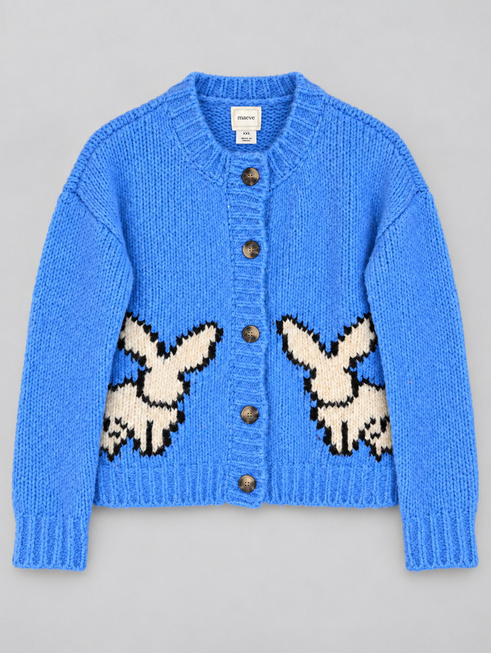 Maeve Anthropologie Bunny Slope Womens XXS Blue Wool Blend Cardigan NWT